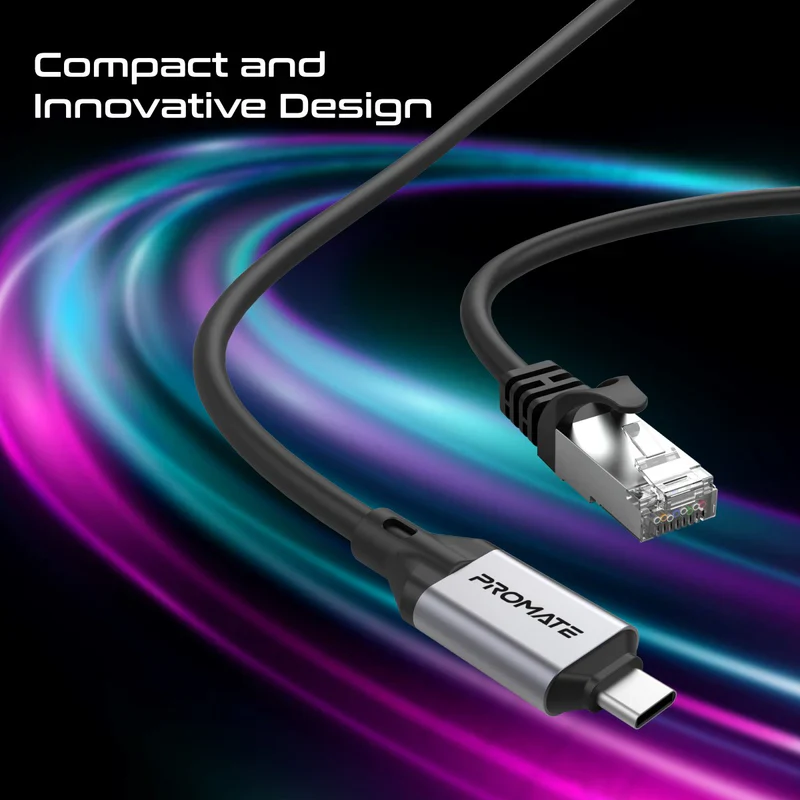 Promate Clink-RJ45 Ultra-Fast Ethernet to USB-C Adapter Cable  - Image 3