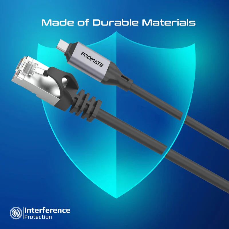 Promate Clink-RJ45 Ultra-Fast Ethernet to USB-C Adapter Cable  - Image 5