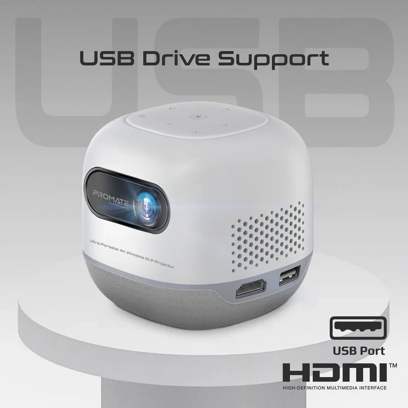 Promate CubeCast-2 Ultra-Portable 4K Wireless DLP Projector with Touch Controls - Image 4