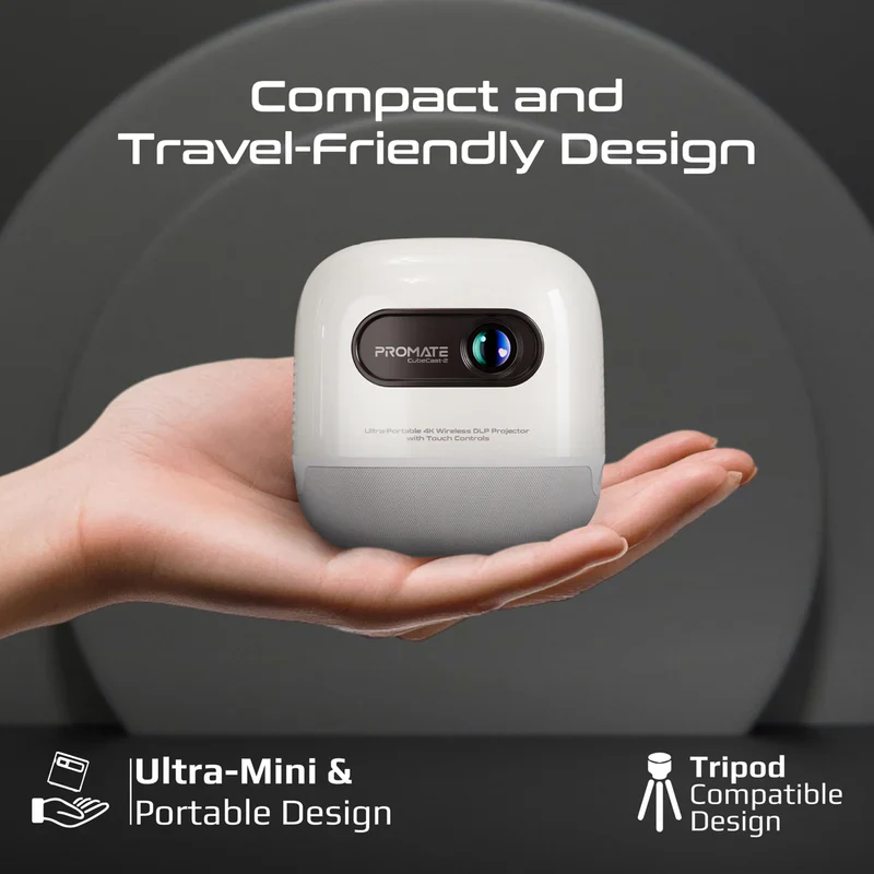 Promate CubeCast-2 Ultra-Portable 4K Wireless DLP Projector with Touch Controls - Image 5