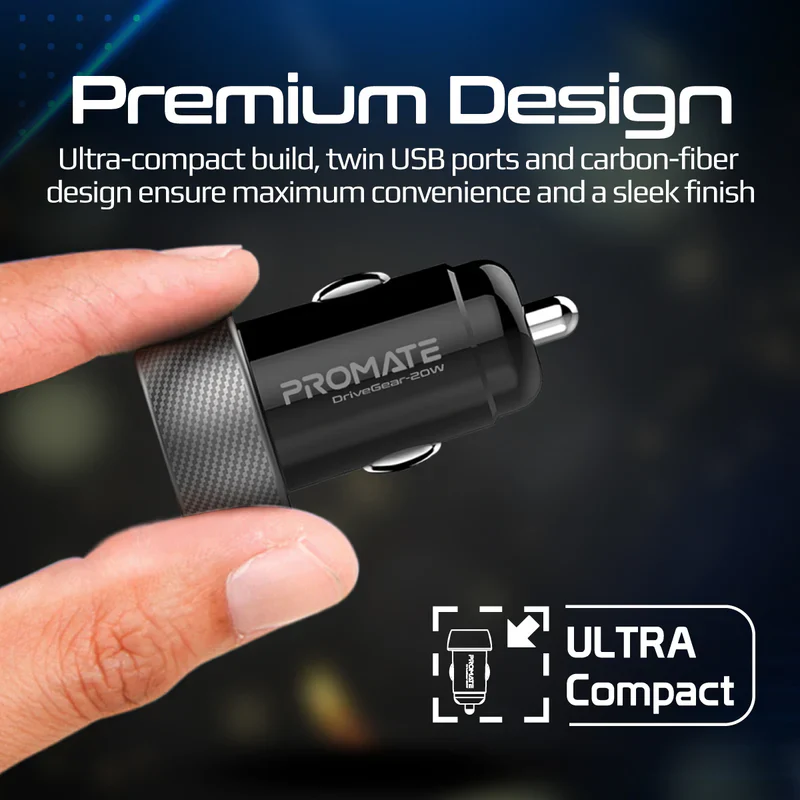 Promate DriveGear-20W Mini Car Charger Ultra Fast Charging 20W - Image 4