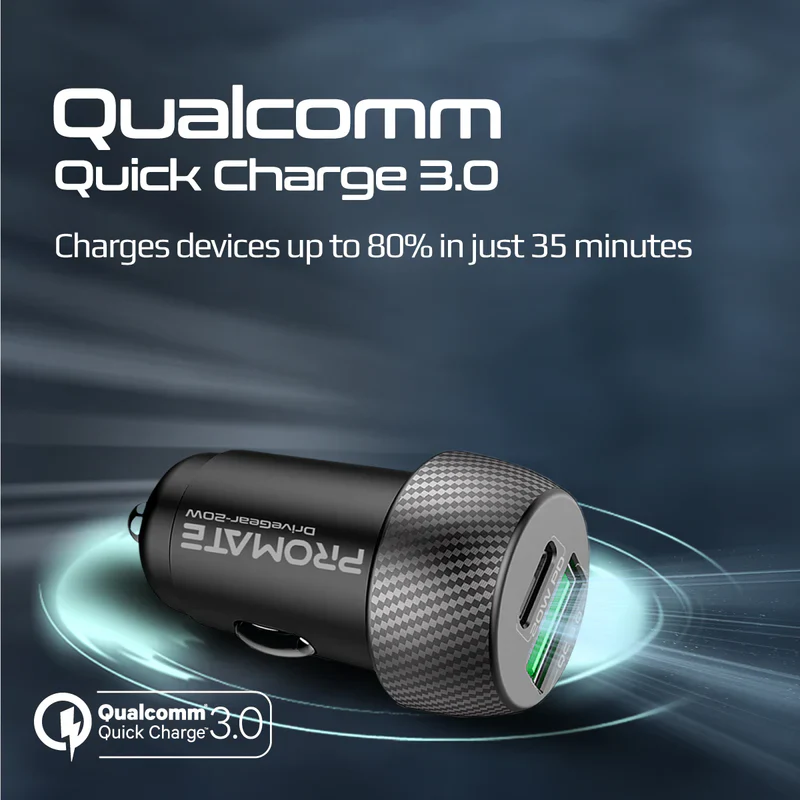 Promate DriveGear-20W Mini Car Charger Ultra Fast Charging 20W - Image 6