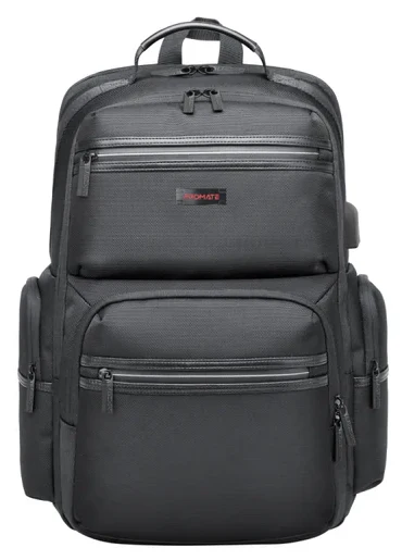 Promate Elite Pack Pro Heavy Duty Lightweight Backpack for 15.6” Laptops with Compartments