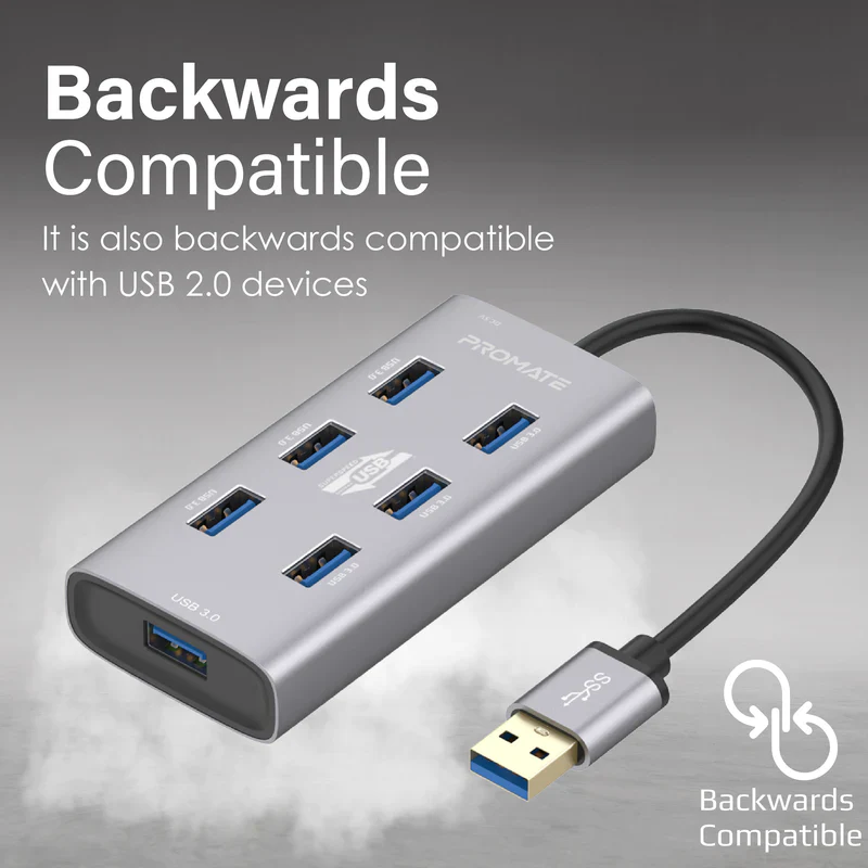 Promate Ezhub-7 Aluminium Alloy Powered USB Hub - Image 3