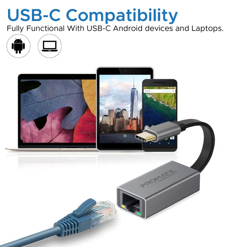 PROMATE GigaLink-C High Speed USB-C to Gigabit Ethernet Adapter - Image 3