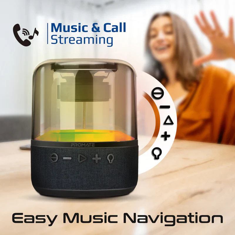 PROMATE Glitz-L BLACK HD LumiSound® 360° Surround Sound Speaker - Image 3