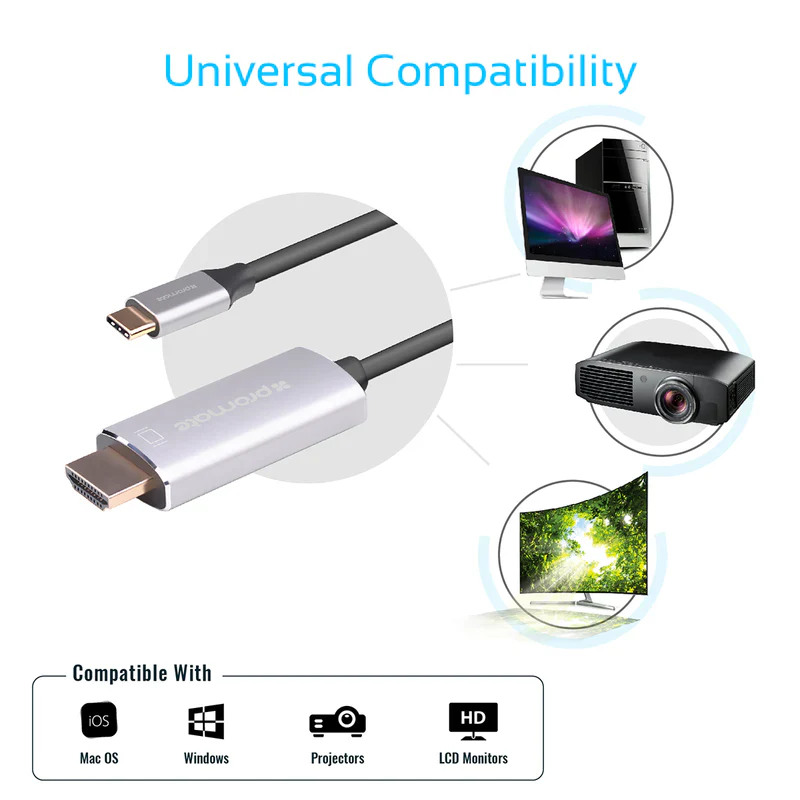 PROMATE HDLINK-60H USB-C to HDMI Audio Video Cable with UltraHD Support - Image 3