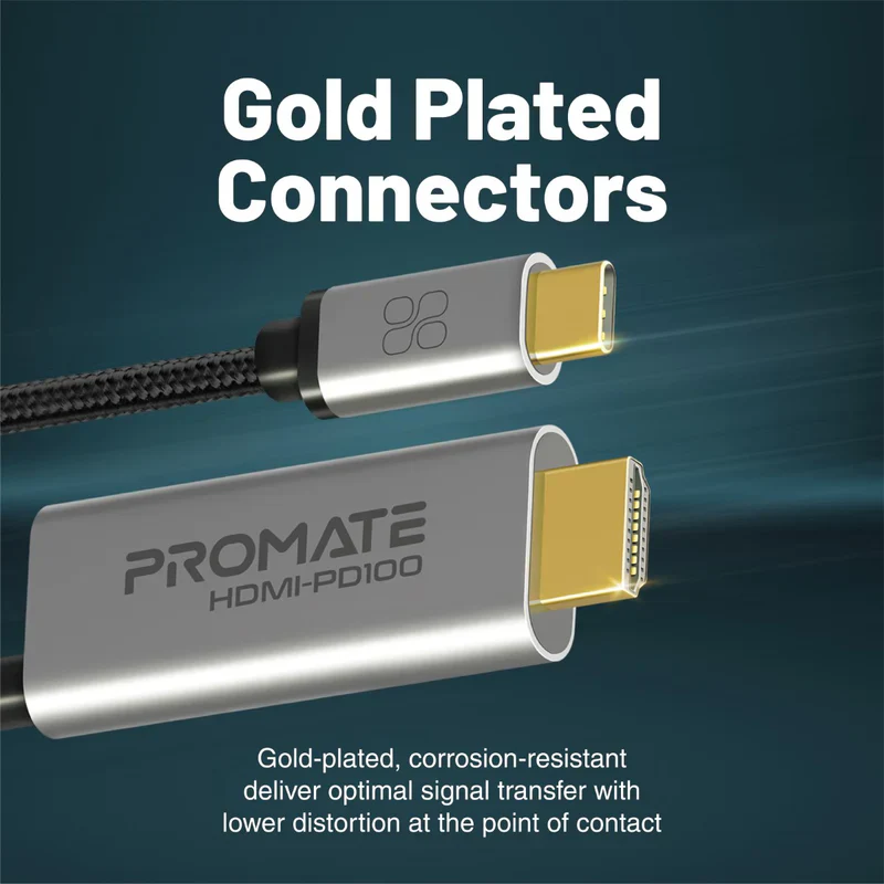 Promate HDMI-PD100 4K CrystalClarity USB-C to HDMI Cable - Image 4