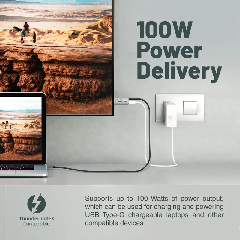 Promate HDMI-PD100 4K CrystalClarity USB-C to HDMI Cable - Image 5
