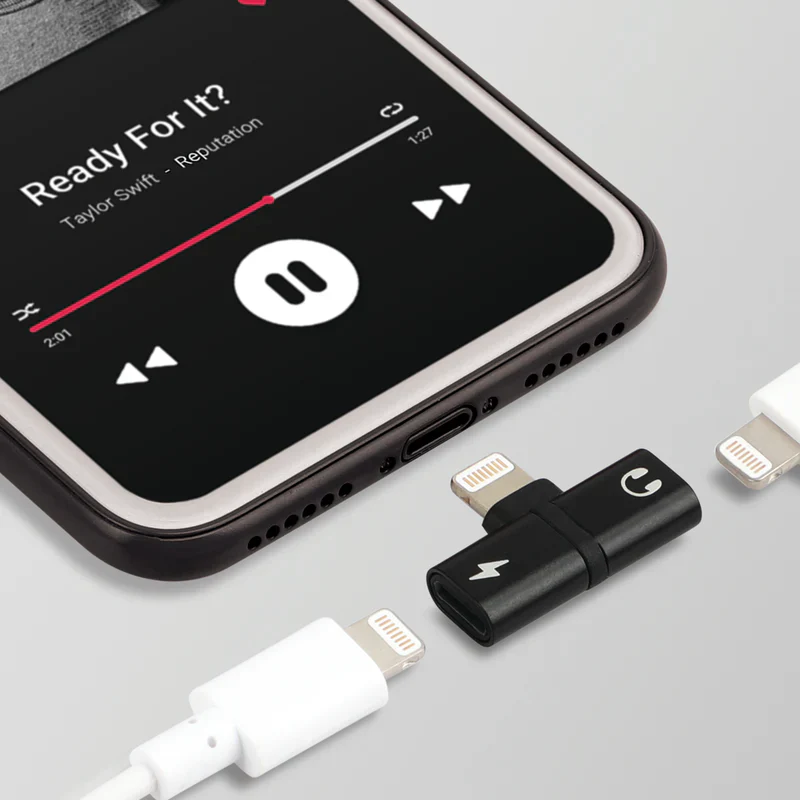 Promate iHinge-LT 2-in-1 Audio & Charging Adaptor with Lightning Connector - Image 2