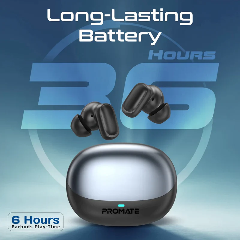 Promate Lush-Pro High-Definition TWS Earbuds with Intellitouch - Black - Image 3