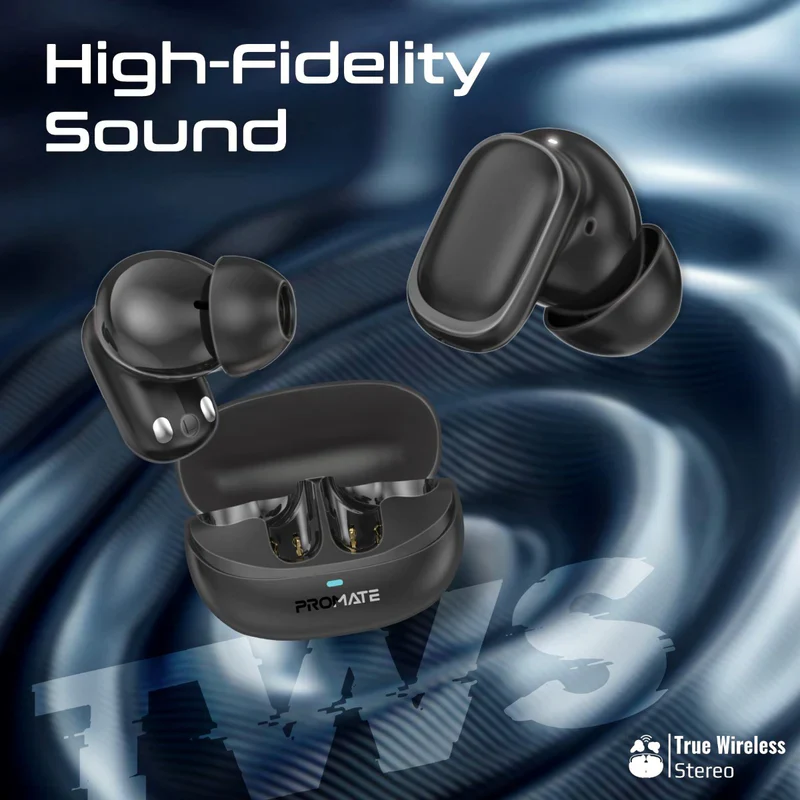Promate Lush-Pro High-Definition TWS Earbuds with Intellitouch - Black - Image 5