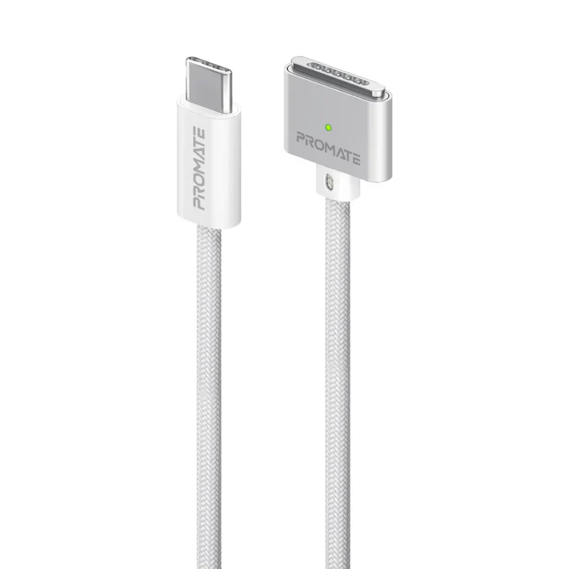 Promate MagCord-140PD MacBook Durable USB-C to MagSafe 3 Charging Cable w/ 140W Power Delivery 2M Nylon Braided - Image 2