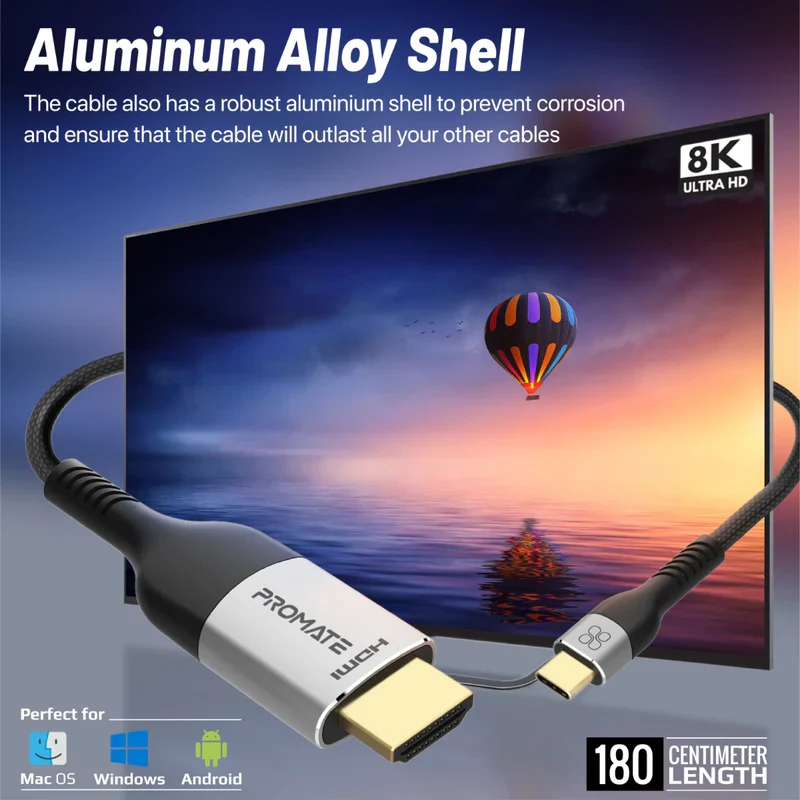 Promate MEDIACORD-8K 8K CrystalClarity USB-C to HDMIĀ® Cable - Image 5