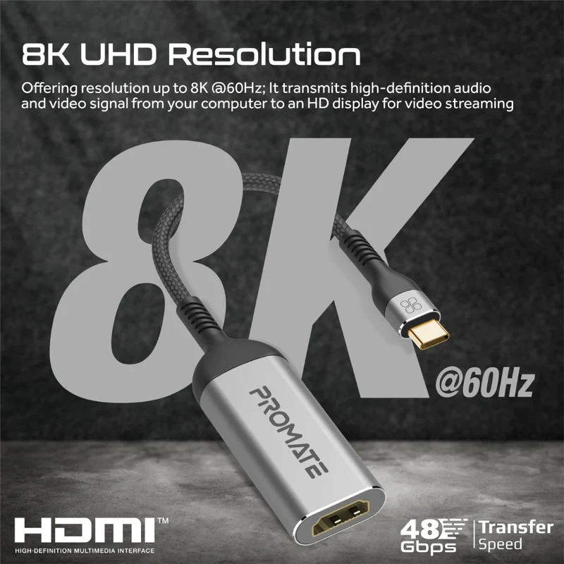 PROMATE MEDIALINK-8K 8K@60Hz CrystalClarity™ USB-C to HDMI Adapter - Image 3