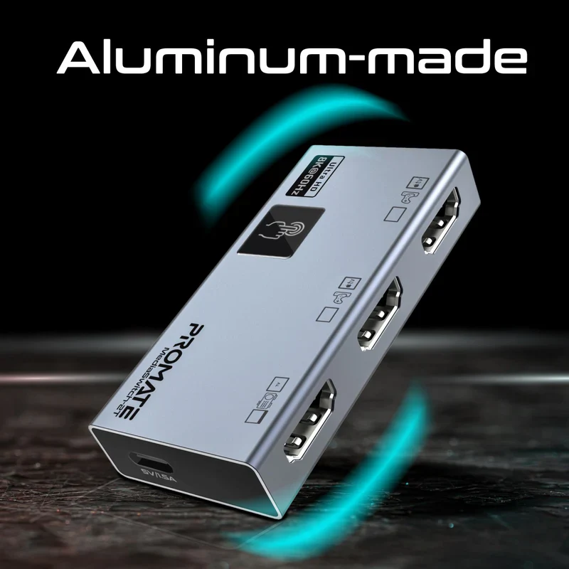 Promate MediaSwitch-2T Ultra-HD 8K@60Hz HDMI Switch with Smart Touch Control - Image 5