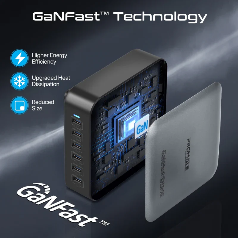 Promate PowerBase-GaN285 285W Ultra-Fast GanFast Multi-Port Desktop Charging Station - Image 5