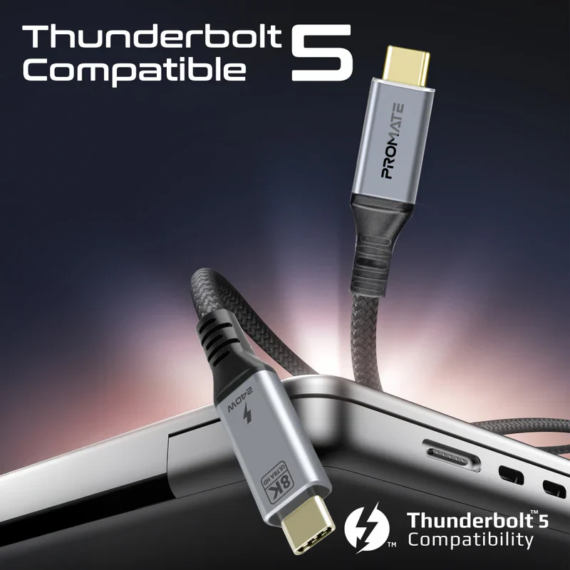 Promate PowerBolt5-80G High-Speed 80Gbps USB4⢠Cable with 240W PD Support - Black - Image 5