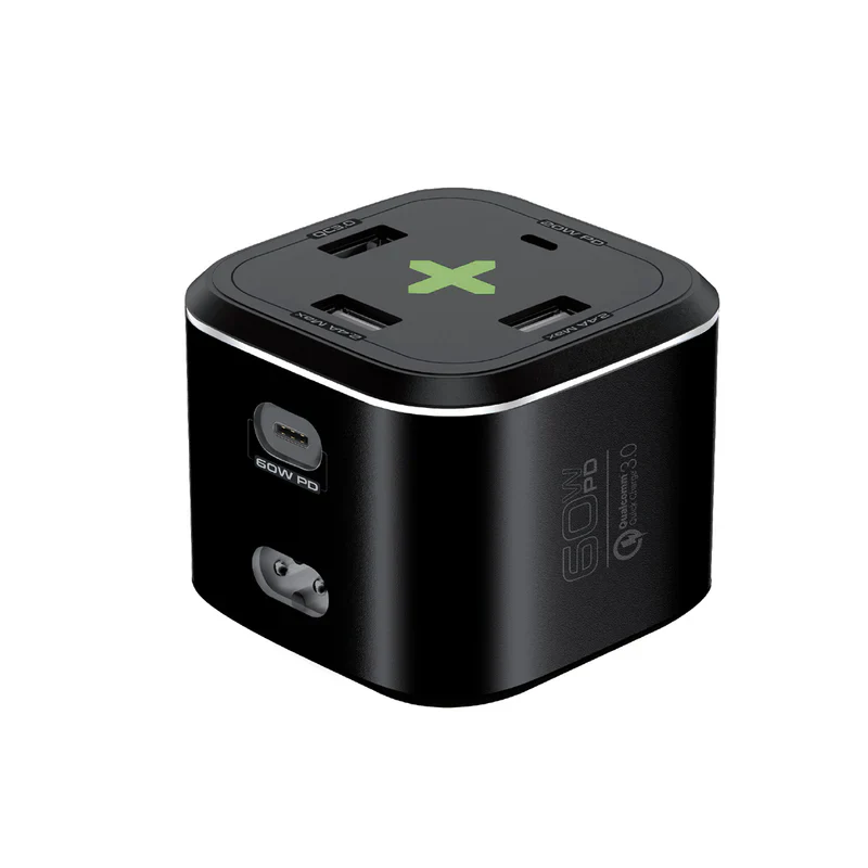 Promate PowerCube-PD80 USB-C Charging Station Multi-Port 60W/20W Dual USB-C 2.4A Dual USB & Quick Charge 3.0 Ports - Image 2