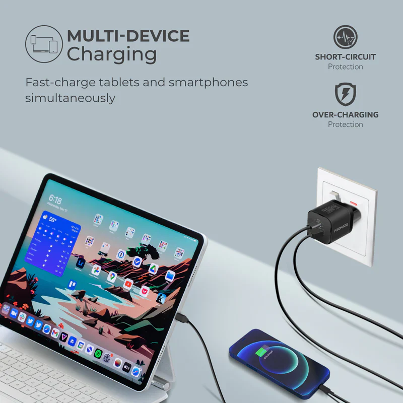 PROMATE POWERPORT-33.EU BK 33W Power Delivery GaNFast™ Charging Adapter - Image 3