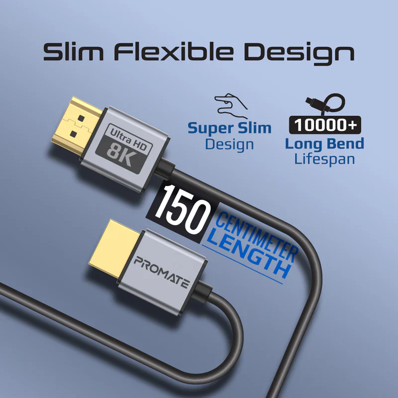 Promate PRIMELINK8K-150 Certified Ultra-High-Speed 8K@60Hz HDMI Slim Flexible Cable - Image 5