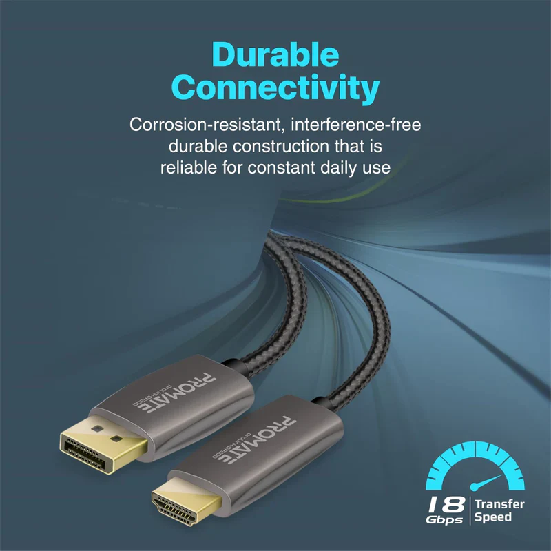 PROMATE PROLINK-DP200 4K@60Hz High-Definition DisplayPort to HDMI Cable - Image 3