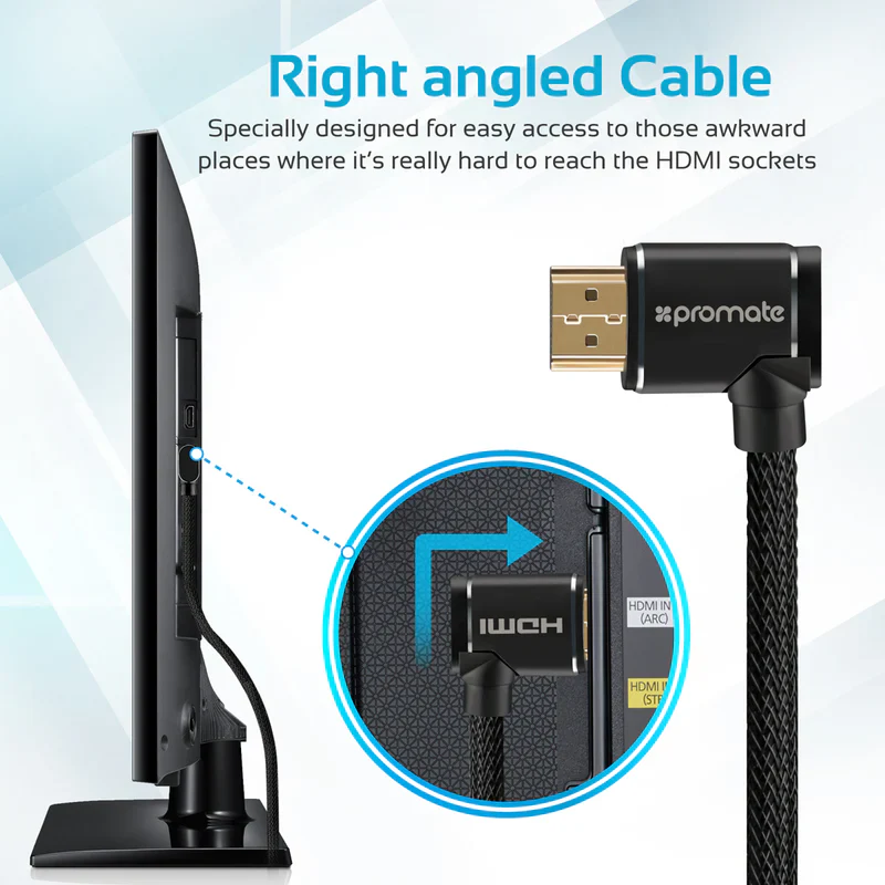 Promate PROLINK4K1-500 High Definition Right Angle 4K HDMI Audio Video Cable - Image 4