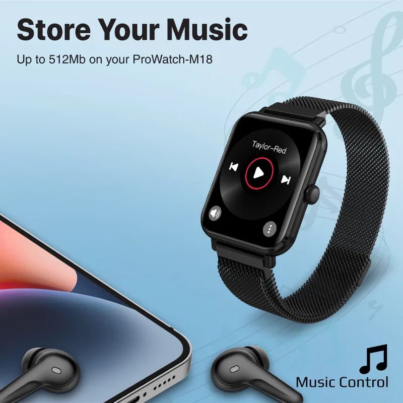 Promate PROWATCH-M18 SuperFit Smart watch with Media Storage - Graphite - Image 4