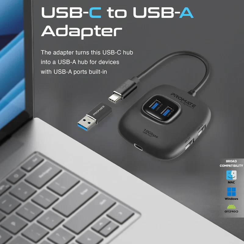 Promate SnapHub-4 4 In 1 Ultra Fast USB 3.2 Hub 4 USB-A - Image 3