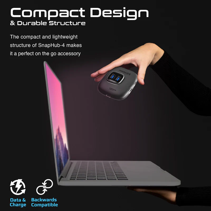 Promate SnapHub-4 4 In 1 Ultra Fast USB 3.2 Hub 4 USB-A - Image 4