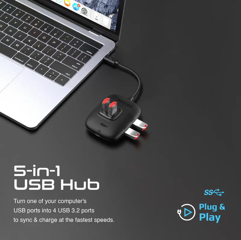 Promate SnapHub-4 4 In 1 Ultra Fast USB 3.2 Hub 4 USB-A - Image 6