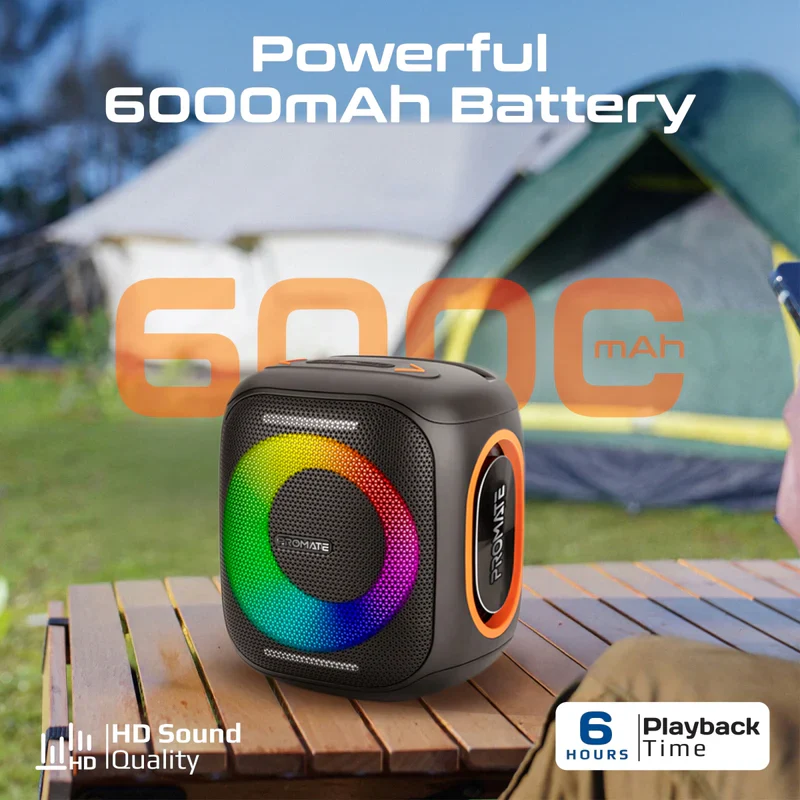 Promate Strike-40 True Wireless Speaker LumiSound HD 40W Stereo Sound HD with Dynamic RGB Light - Image 4