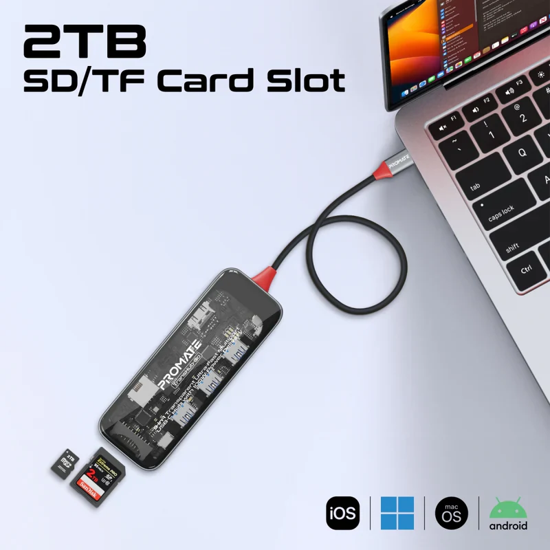 Promate TransHub-Go USB-C™ Hub 9-in-1 Multi-Display Media Hub 4K@60Hz - Image 2