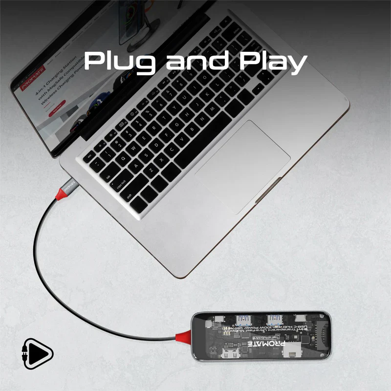 Promate Transhub-Mini USB-C™ Hub 8-in-1 Media Hub 4K@60Hz - Image 7