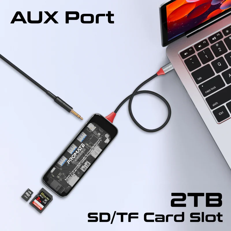 Promate TransHub-Pro USB-C Hub 11-in-1 Multi-Display 2x 4K HDMI 4K DisplayPorts - Image 8
