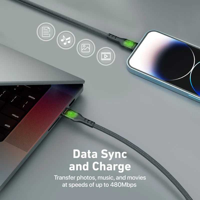 Promate TransLine-Ci USB-C to Lightning Cable 1.2m Ultra-Fast 27W Power Delivery Cable - Image 3