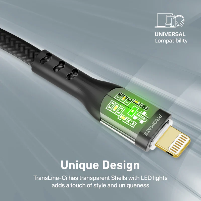 Promate TransLine-Ci USB-C to Lightning Cable 1.2m Ultra-Fast 27W Power Delivery Cable - Image 5