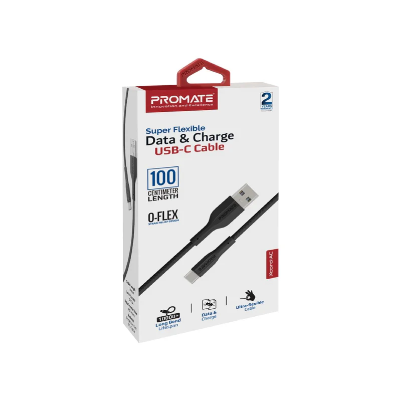 PROMATE XCORD-CC BLACK Data and Charge USB-C Cable