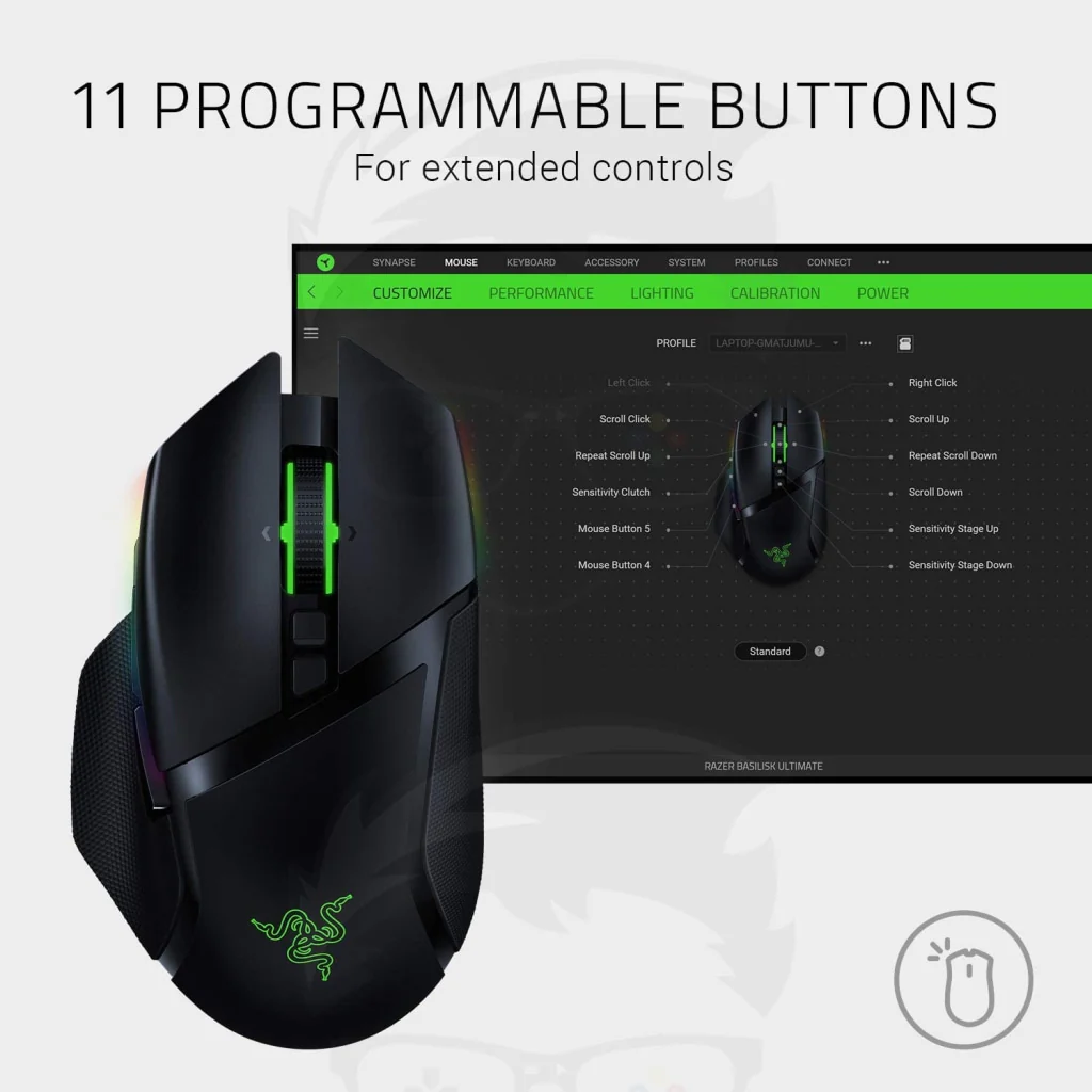 Razer Basilisk Ultimate Wireless Gaming Mouse with 11 Programmable Buttons - Image 4