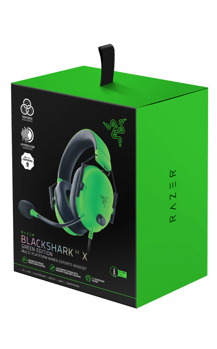 Razer BlackShark V2 X - Gaming Headset 7.1 Surround Sound - 50mm Drivers - Green - Image 2
