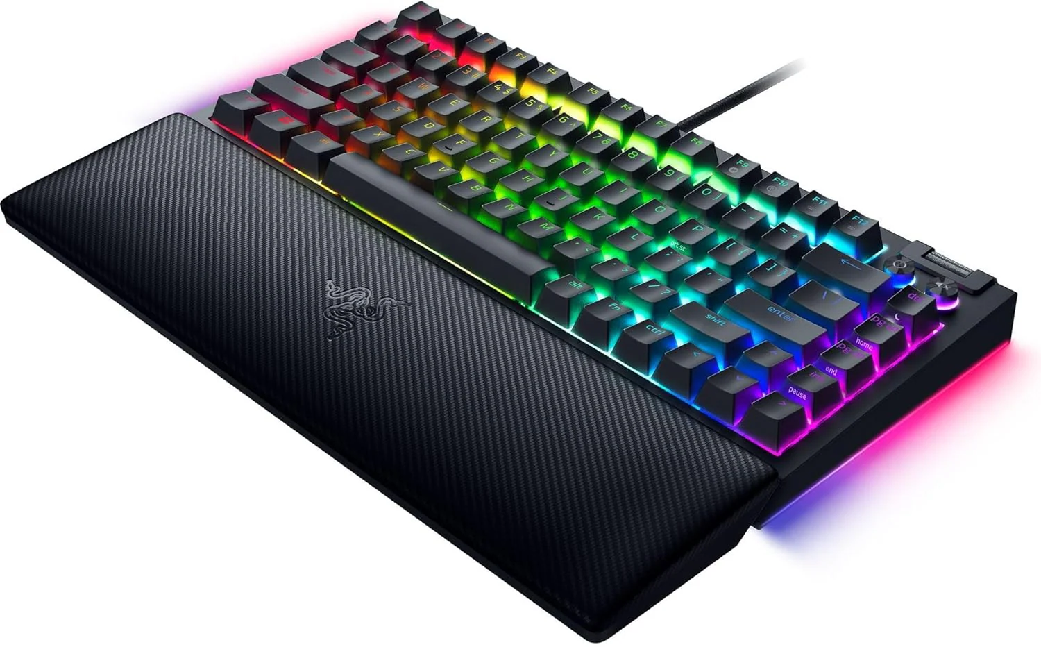 Razer BlackWidow V4 75% Mechanical Hot-swappable Compact & Durable Chroma MF Roller & Media Keys Wrist Rest Orange Tactile Switches - Black - Image 2