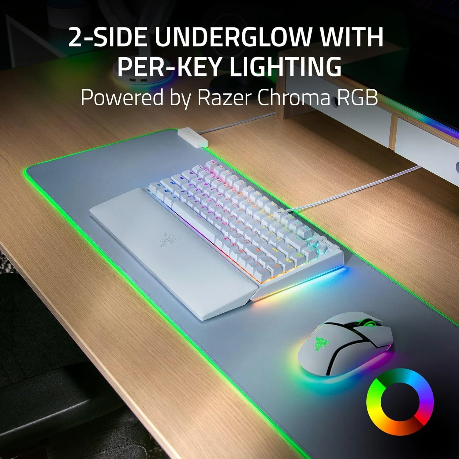 Razer BlackWidow V4 75% Mechanical Hot-swappable Compact & Durable Chroma MF Roller & Media Keys Wrist Rest Orange Tactile Switches - White - Image 7