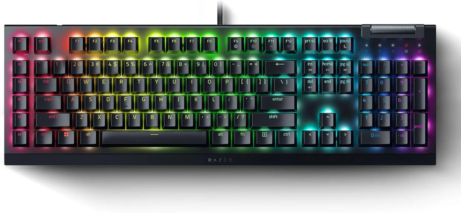 Razer BlackWidow V4 X Tactile & Clicky 6 Macro Keys Doubleshot ABS Keycaps Media Controls Sound Dampening & Stabilizers AR/EN Layout - Green Switch