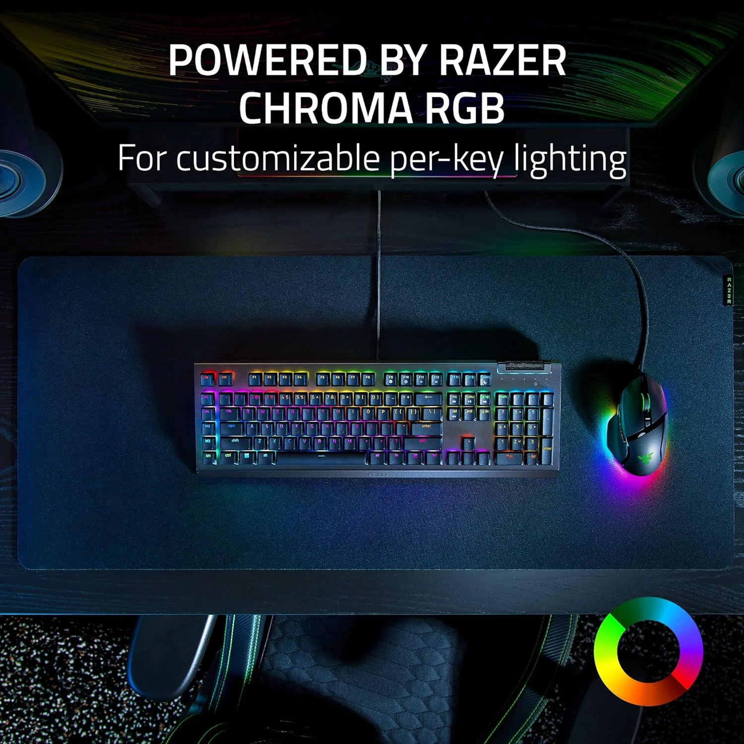 Razer BlackWidow V4 X Tactile & Clicky 6 Macro Keys Doubleshot ABS Keycaps Media Controls Sound Dampening & Stabilizers AR/EN Layout - Green Switch - Image 4
