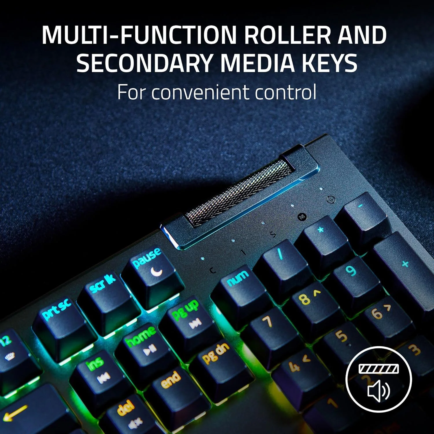 Razer BlackWidow V4 X Tactile & Clicky 6 Macro Keys Doubleshot ABS Keycaps Media Controls Sound Dampening & Stabilizers AR/EN Layout - Green Switch - Image 5