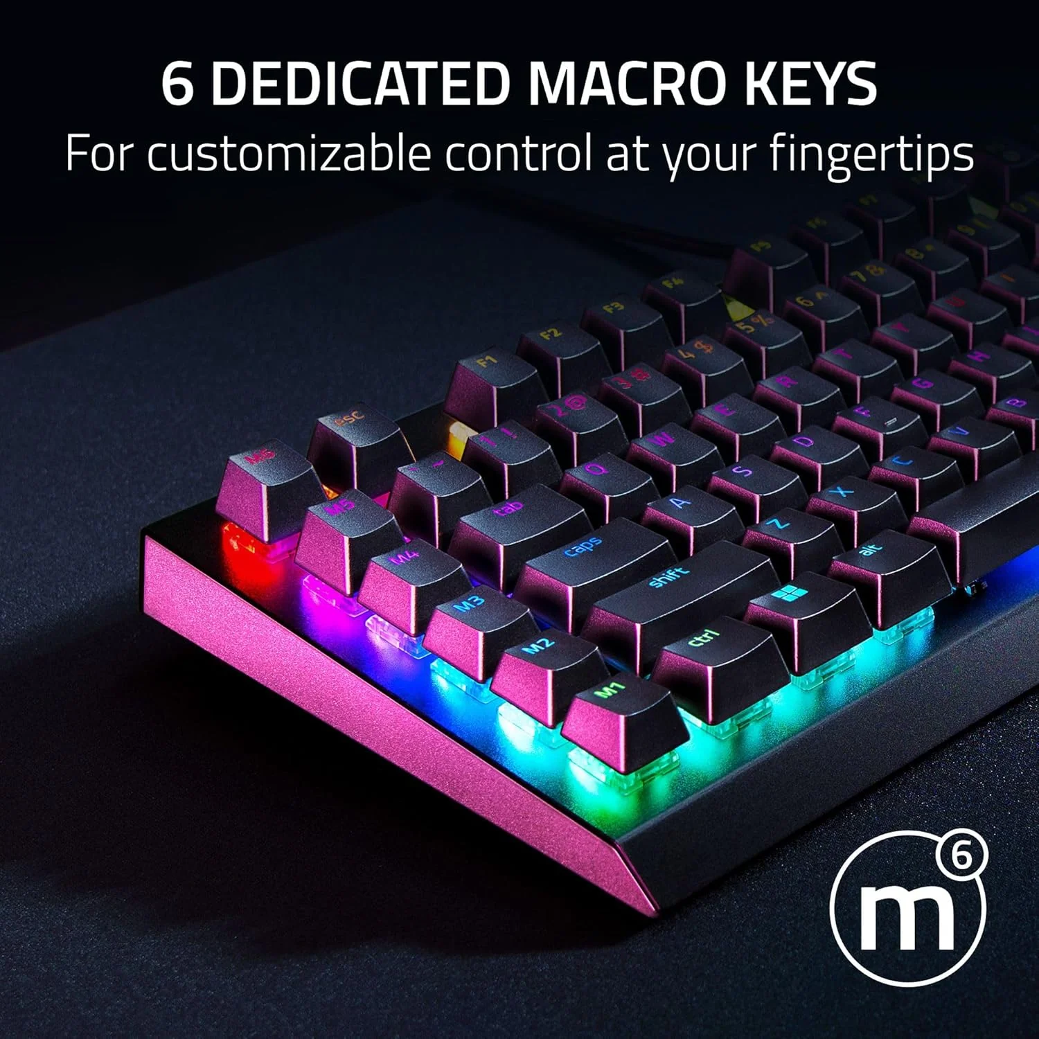 Razer BlackWidow V4 X Tactile & Clicky 6 Macro Keys Doubleshot ABS Keycaps Media Controls Sound Dampening & Stabilizers AR/EN Layout - Green Switch - Image 6
