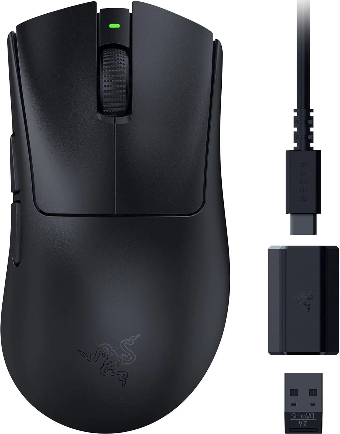 Razer DeathAdder V3 HyperSpeed Wireless 55g Lightweight Advanced 26K Optical Sensor Gen-3 Optical Switches USB C Charging Up to 100 Hr Battery - Black