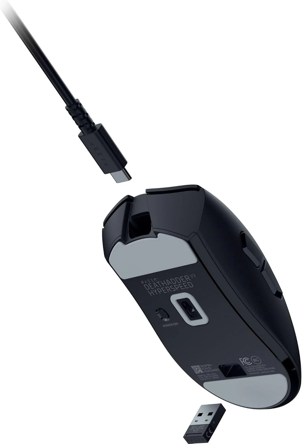 Razer DeathAdder V3 HyperSpeed Wireless 55g Lightweight Advanced 26K Optical Sensor Gen-3 Optical Switches USB C Charging Up to 100 Hr Battery - Black - Image 2