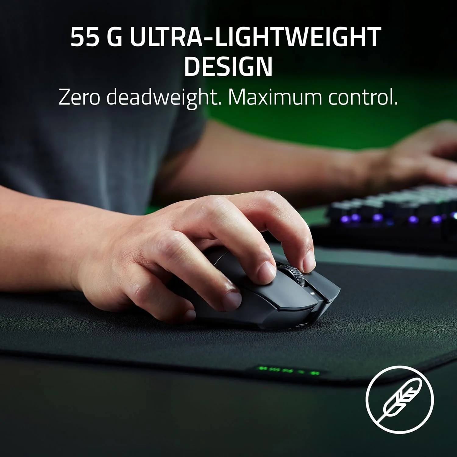 Razer DeathAdder V3 HyperSpeed Wireless 55g Lightweight Advanced 26K Optical Sensor Gen-3 Optical Switches USB C Charging Up to 100 Hr Battery - Black - Image 7