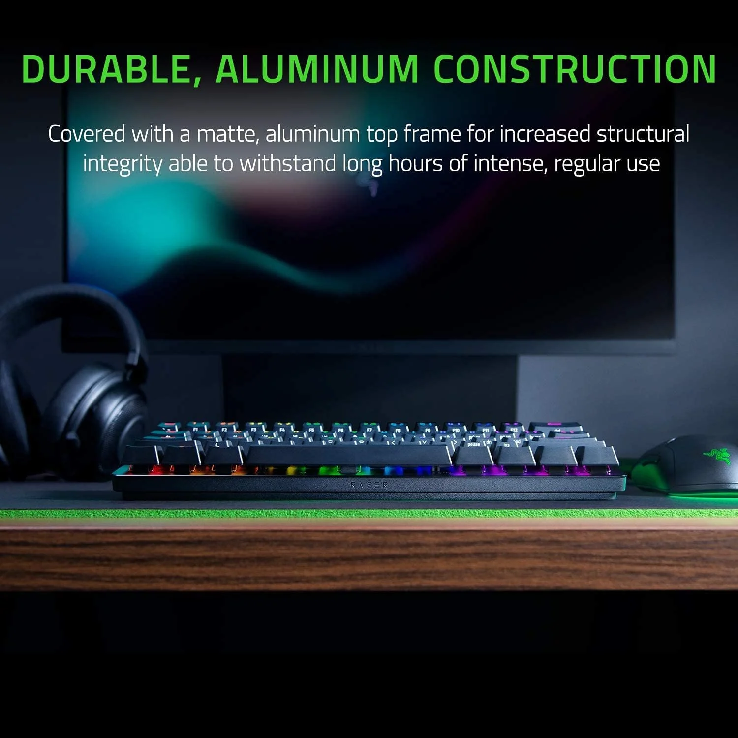 Razer Huntsman Mini 60% Clicky Optical-Mechanical (Purple Switch) Gaming Keyboard - Black - Image 3